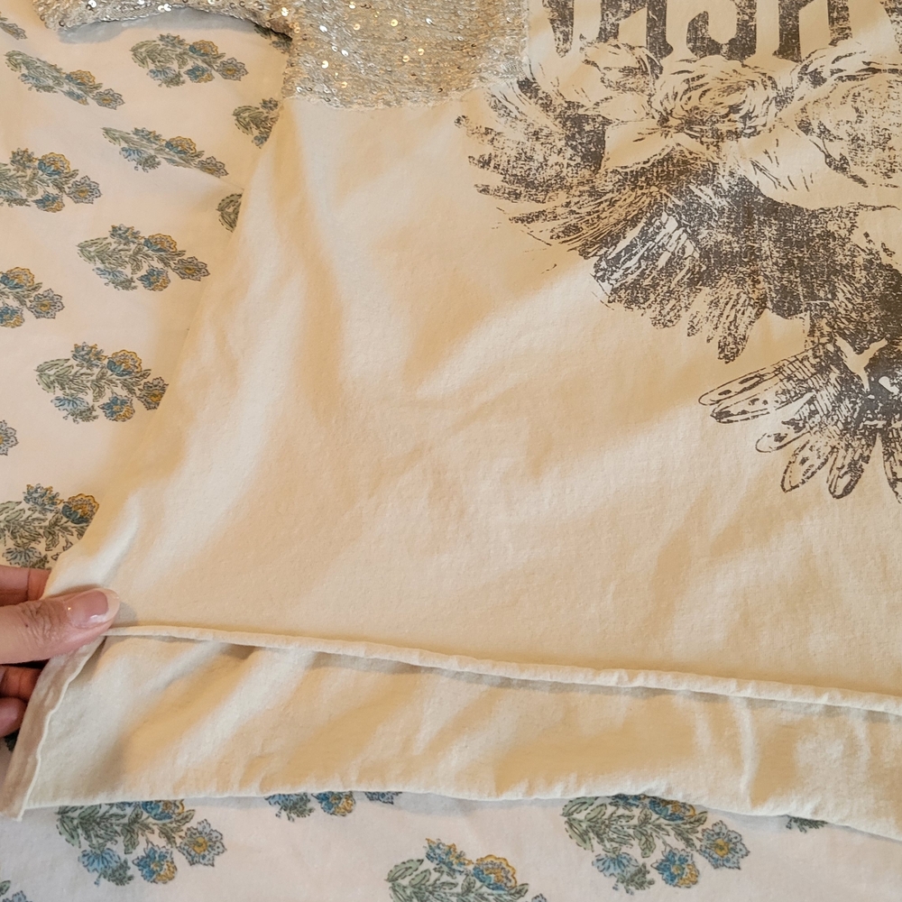Altar'd State Cream Nashville Tee with Sequin Sleeves - Picture 4 of 4